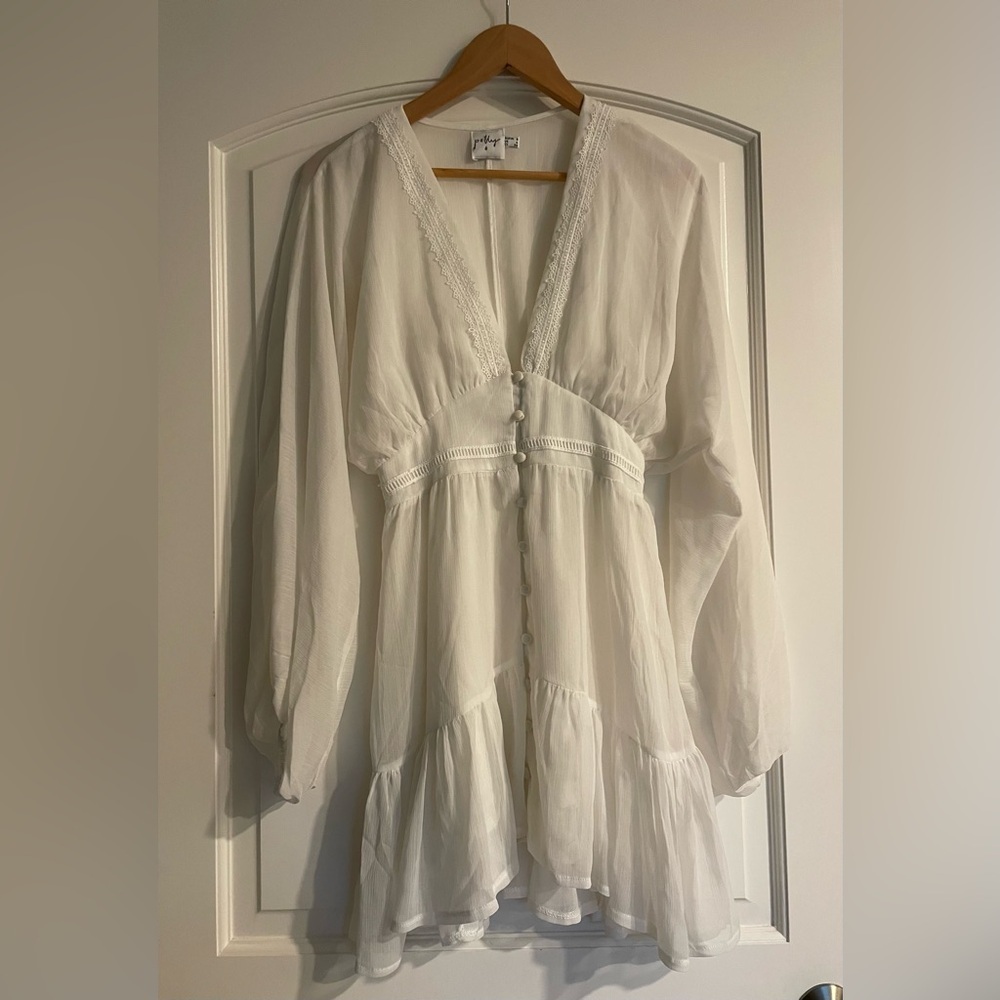 Princess Polly Sheer White Button-Down Dress